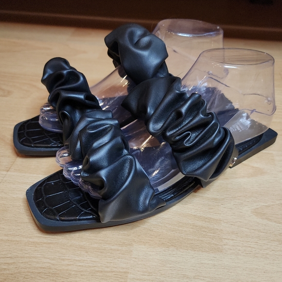 Circus by Sam Edelman Black Iggy Ruched Slide Sandals Women's Size 6.5M - Picture 1 of 12